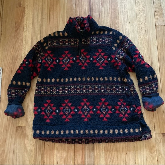 NWOT Sonoma Nordic Sherpa multi color Half Zip Popover size XL - Picture 8 of 12